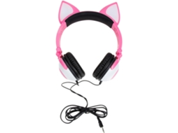 Fones De Ouvido Doitool Rosa Com Orelhas Gato Para Crianças, Feitos Com Material De Pvc Hipoalergênico E Design