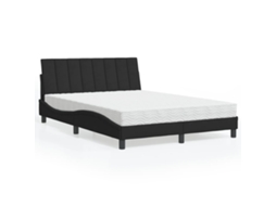 Cama Com Colchão 140x190 Cm Veludo Preto