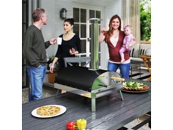 Forno De Pizza A Lenha Mini Com Termômetro, Pedra Refratária E Bandeja Giratória Para Jardim, Terraço Ou Camping