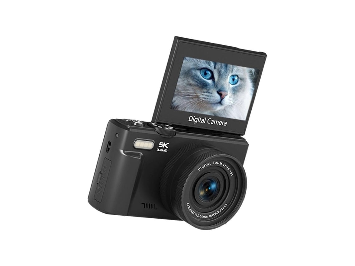 Câmara Digital 5k 75mp Com Ecrã Rotativo De 3 Polegadas, Zoom 18x E Wifi