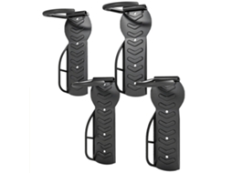 Conjunto De Suportes De Parede Para Bicicletas Com 4 Peças Gancho Dobrável 25,5x10,5x4 Cm Preto