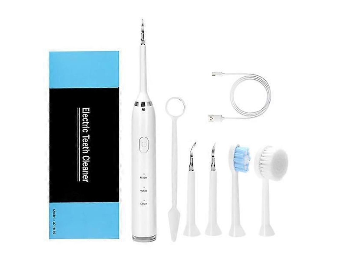 Nova Escova De Dentes Elétrica Removedora De Tártaro, Artefato Dental, Escova De Dentes Elétrica Com Fio Dental E Escova De Limpeza Facial (branca)