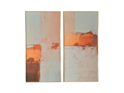 Pintura Home Esprit Branco Laranja Abstrato Moderno 80 X 3,5 X 160 Cm (2 Unidades)