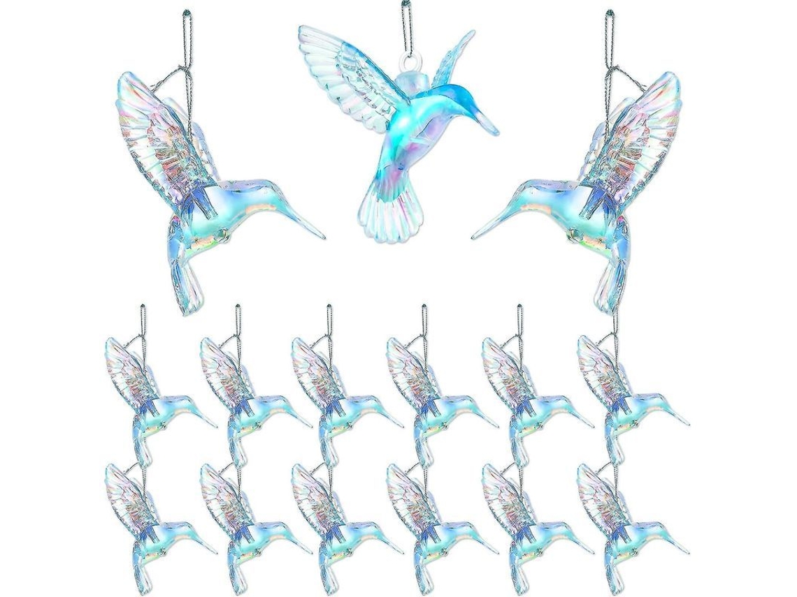 Adornos Colgantes De Colibrí De Acrílico Para Navidad 15 Piezas Azules Tamaños Médio E Pequeno