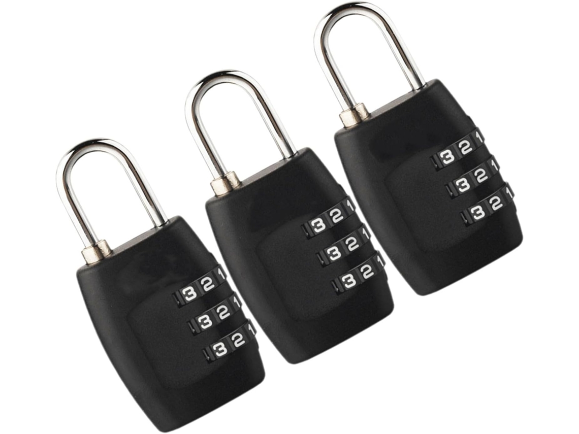 Conjunto De 3 Cadeados Combinação Para Malas Viagem, Com Código