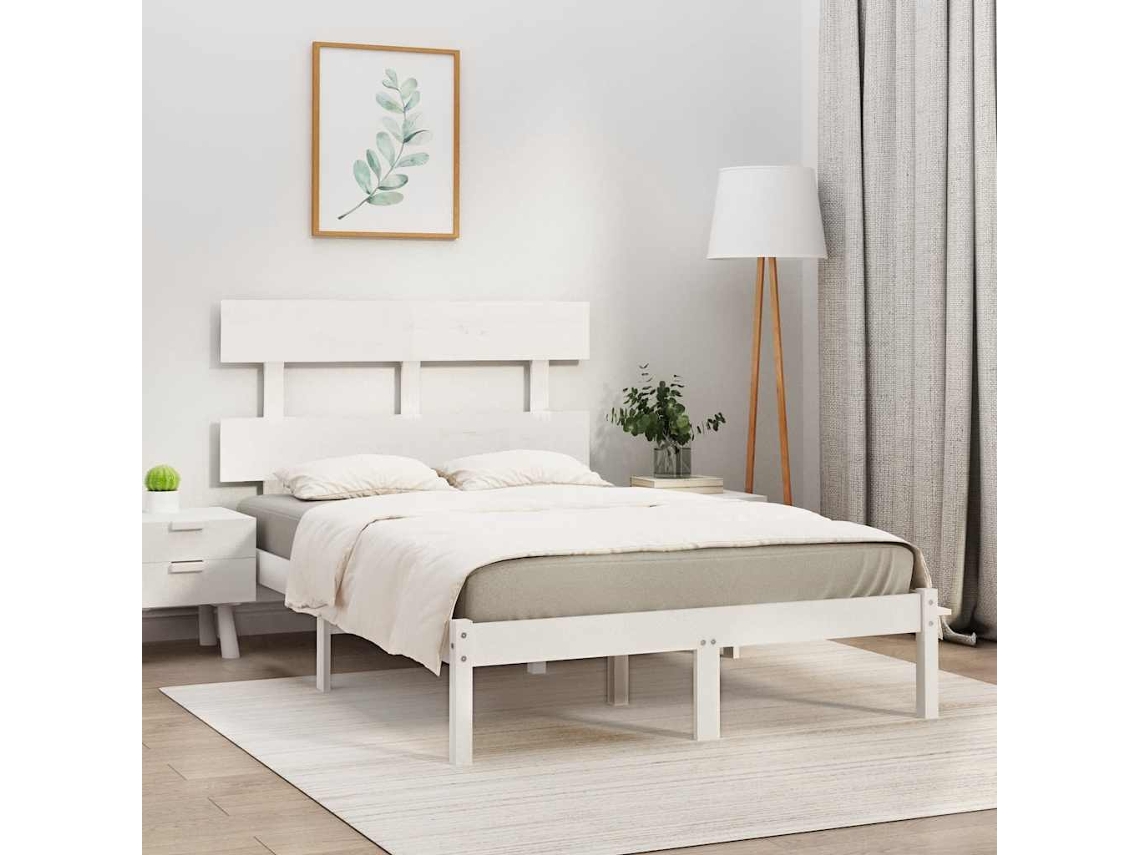 Vidaxl Estrutura De Cama 120x200 Cm Madeira Maciça Branco