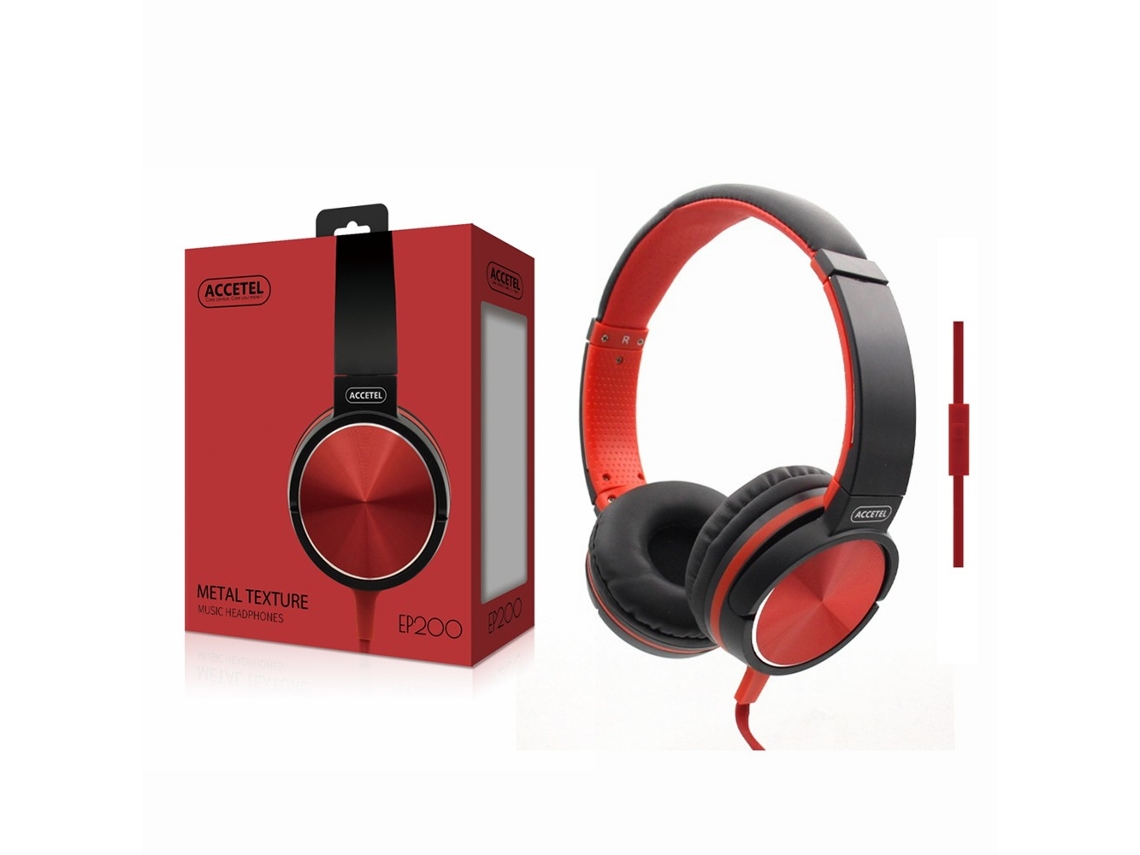 Ep200 Auscultadores Estéreo 3.5mm Com Microfone - Vermelho