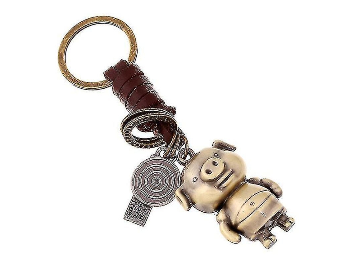2026 llavero de Couro com Padrão de Porco Vintage para Crianças
