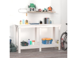 Vidaxl Banco De Trabalho 140x50x80 Cm Pinho Maciço Branco