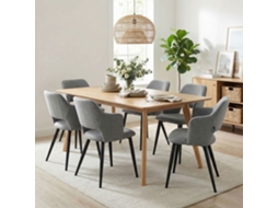 Conjunto de 6 cadeiras Jantar escandinavas com braços em tecido resistente a animais, Cinza Akanji Cc COZY FURNITURE