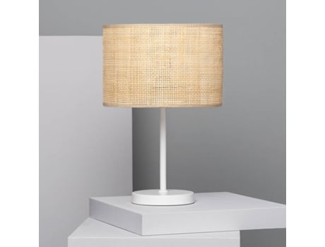 Candeeiro de Mesa ILUZZIA Baracoa (Branco - Ratán, Têxtil, Metal - 45x30 cm)