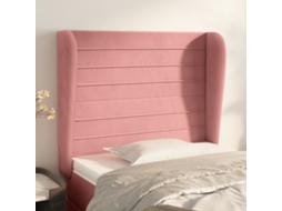 Cabeceira De Cama C/ Abas Veludo 93x23x118/128 Cm Rosa Lovely Home