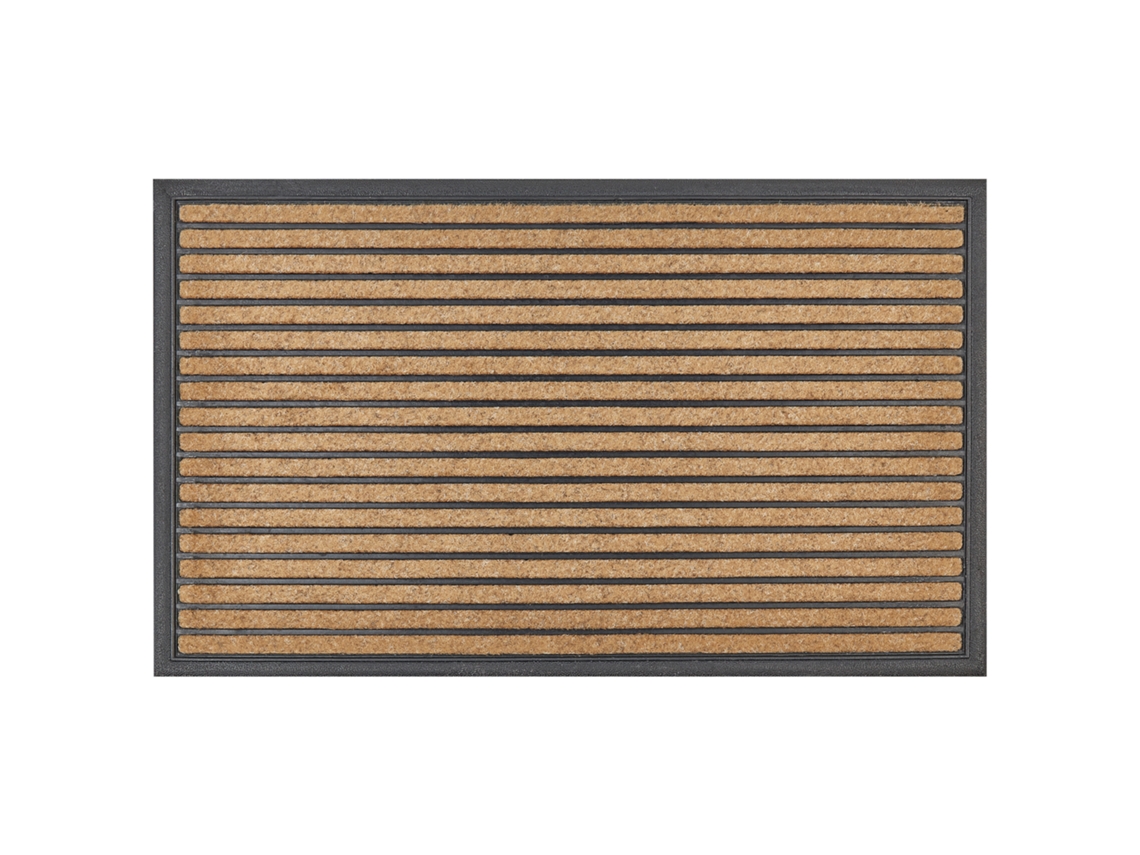 Tapete de entrada em tecido natural e preto 45 x 75 cm ZAGROS