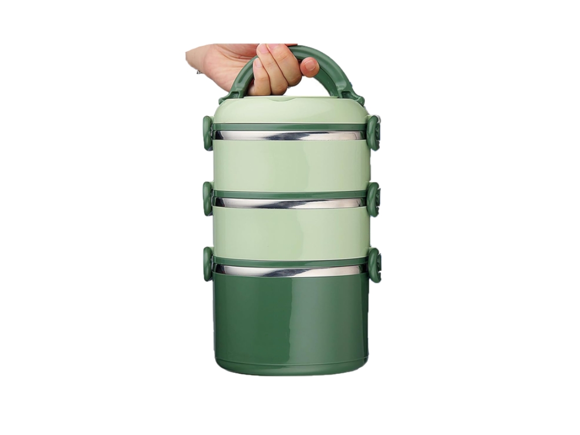 Caixa Bento, Recipiente Bonito Para Lancheira Feminina De Aço Inoxidável Empilhável De Grande Capacidade, Micro-ondas - Verde