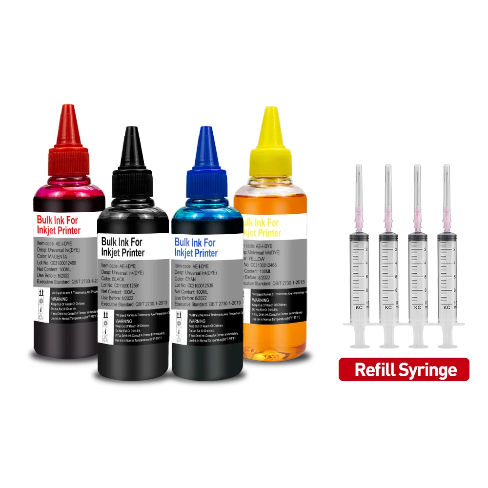 Kit De Recarga Universal Com 4 Tinteiros Para Impressoras Epson, Canon, Hp E Brother (sistema Ciss). Tinta Corante Recarregável Para Impressoras.