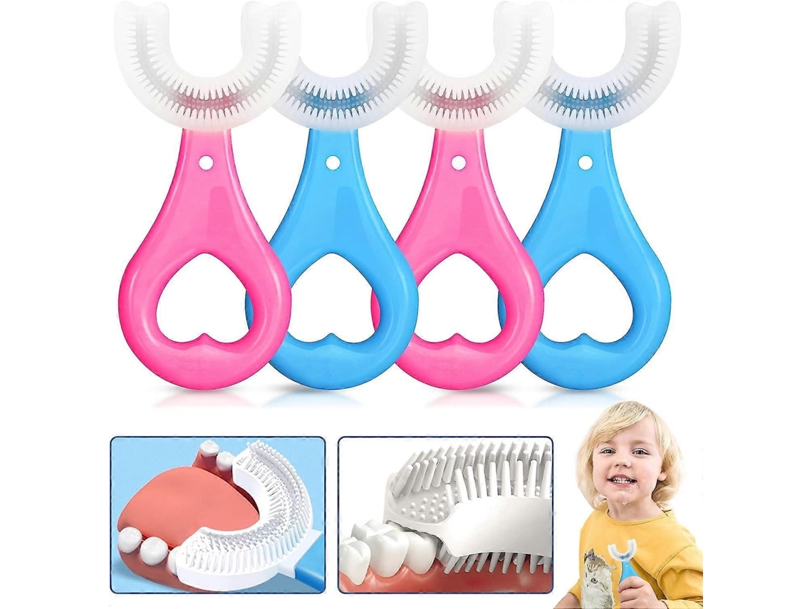 Escova de Dentes Infantil em Formato U, Pacote com 4 Unidades para Bebês e Crianças Design Li Mpeza Oral 360°. GOKOCO