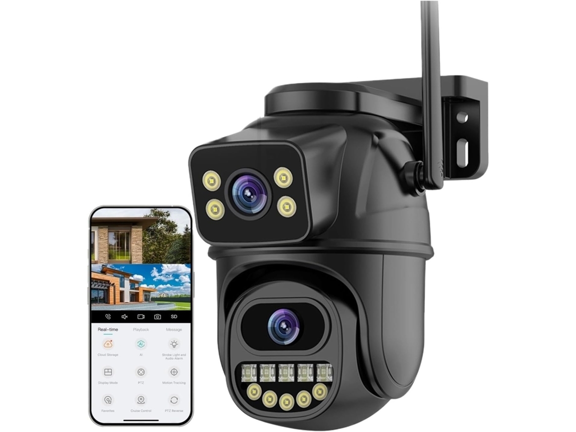 Câmera Ip Externa Wifi Ptz De Lente Dupla De 6mp Com Rastreamento Automático E