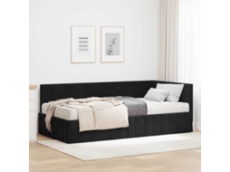 Vidaxl Estrutura De Cama De Canto Com Colchão 2 Unid. Preto Veludo