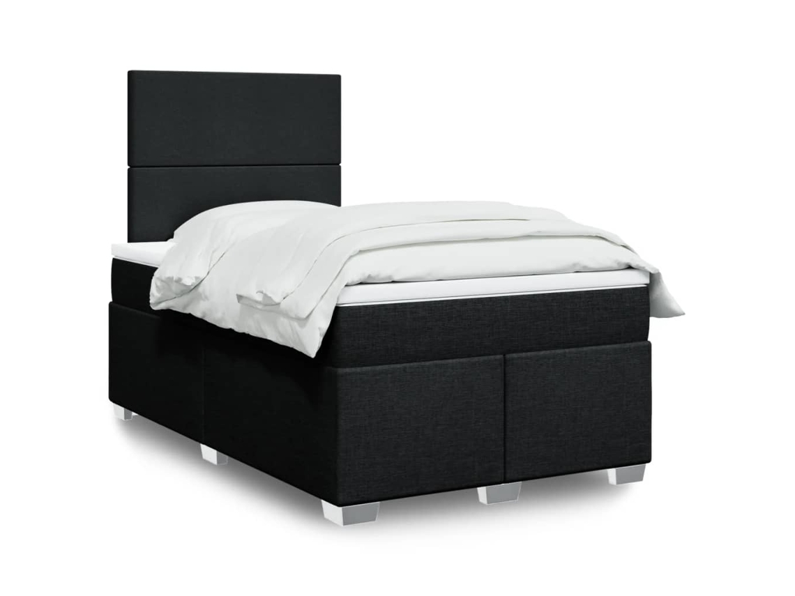 Vidaxl Cama Boxspring Com Colchão 120x190 Cm Tecido Preto