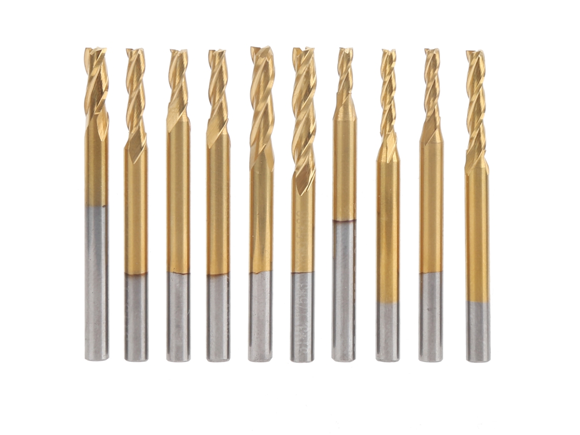 10pcs Fresa De End Mill 3 Flutes De Aço Tungstênio Tiplated Para Cnc Maching Ferramenta Fresadora