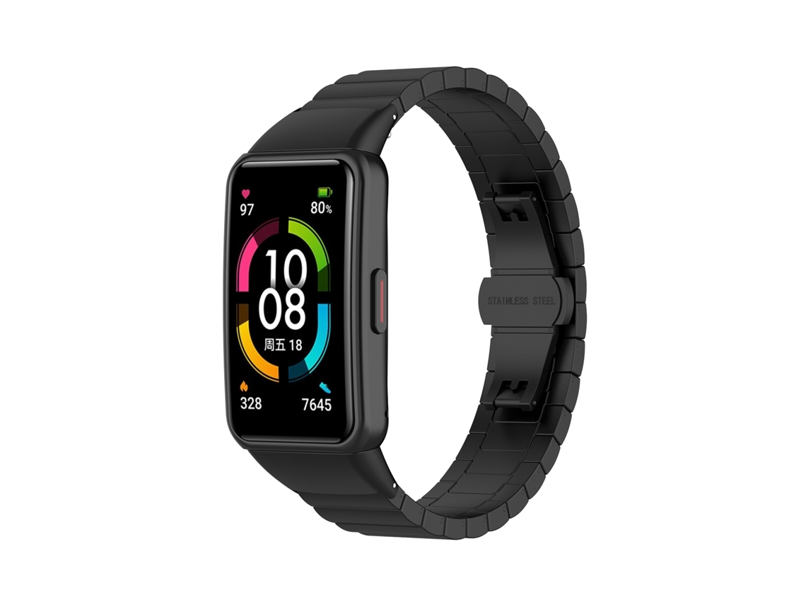 Bracelete de Smartwatch para Honor Band 7 de metal de aço inoxidável de uma conta (preta)