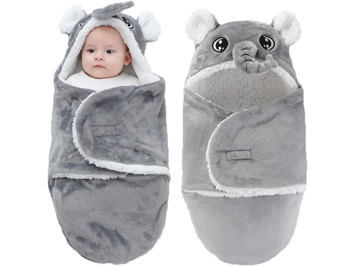 Saco De Dormir Macio Com Capuz Para Bebé, Lã, 0 A 6 Meses Elysve
