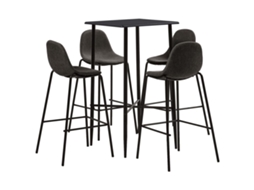 Vidaxl 5 Pcs Conjunto De Bar Tecido Cinzento-escuro