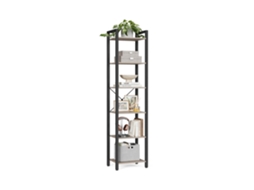Librería Estrecha De 6 Niveles 40x30x187,5 Cm - Greige Y Negro