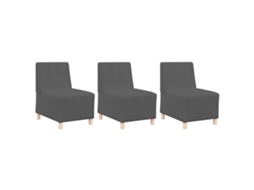 Conjunto 3 Assentos Modulares Vidaxl Cinzento Cordão (55 X 74 X 82 Cm)