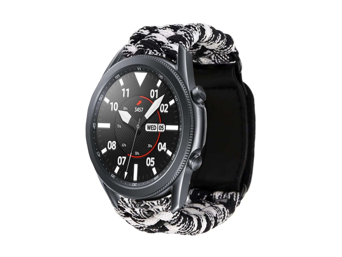 Bracelete Pulseira Fio Entrançado para Ticwatch E2 Preto e Branco