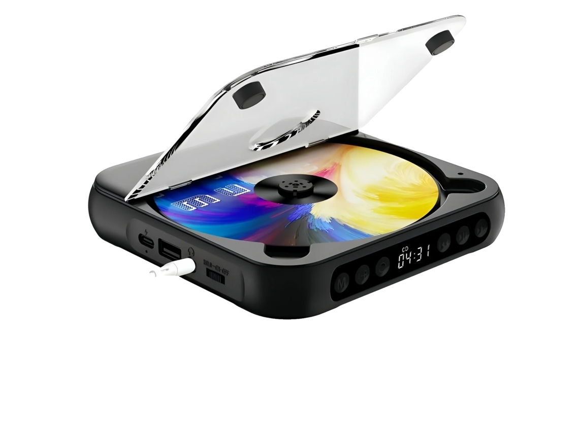 Reprodutor De Cd, Conectividade Bluetooth, Design Portátil, Preto