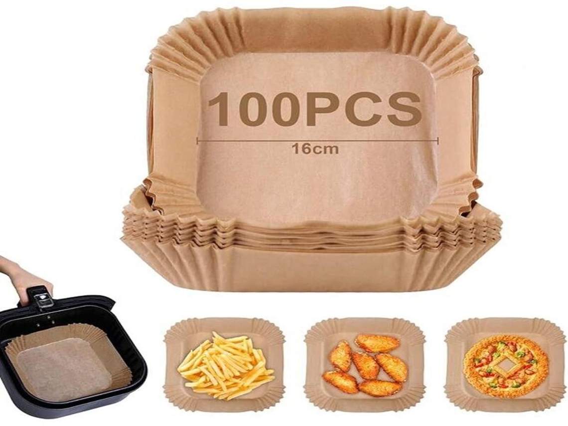Lurelia Papel Para Air Fryer, 100 Unidades, 16 Cm, Antiaderente, Descartável