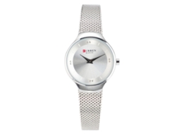 Relógio Feminino Curren 9028 Pulseira de Malha Resistente À Água Quartzo Branco