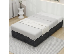 Cama Solteiro Cinza 90x200cm, Veludo Holandês, Haste Pneumática (s/ Cabeceira/colchão). -op