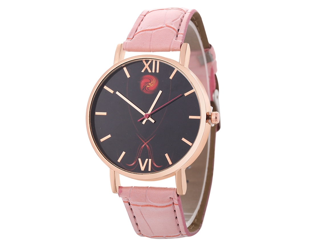 Relógio de pulso feminino Zhoulianfa em couro rosa, modelo T0139-z