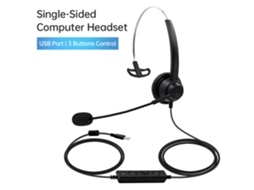 Fone de Ouvido Usb com Microfone Mono para Pc Headset com Controle de Volume Mudo para Escritório Reuniões Games