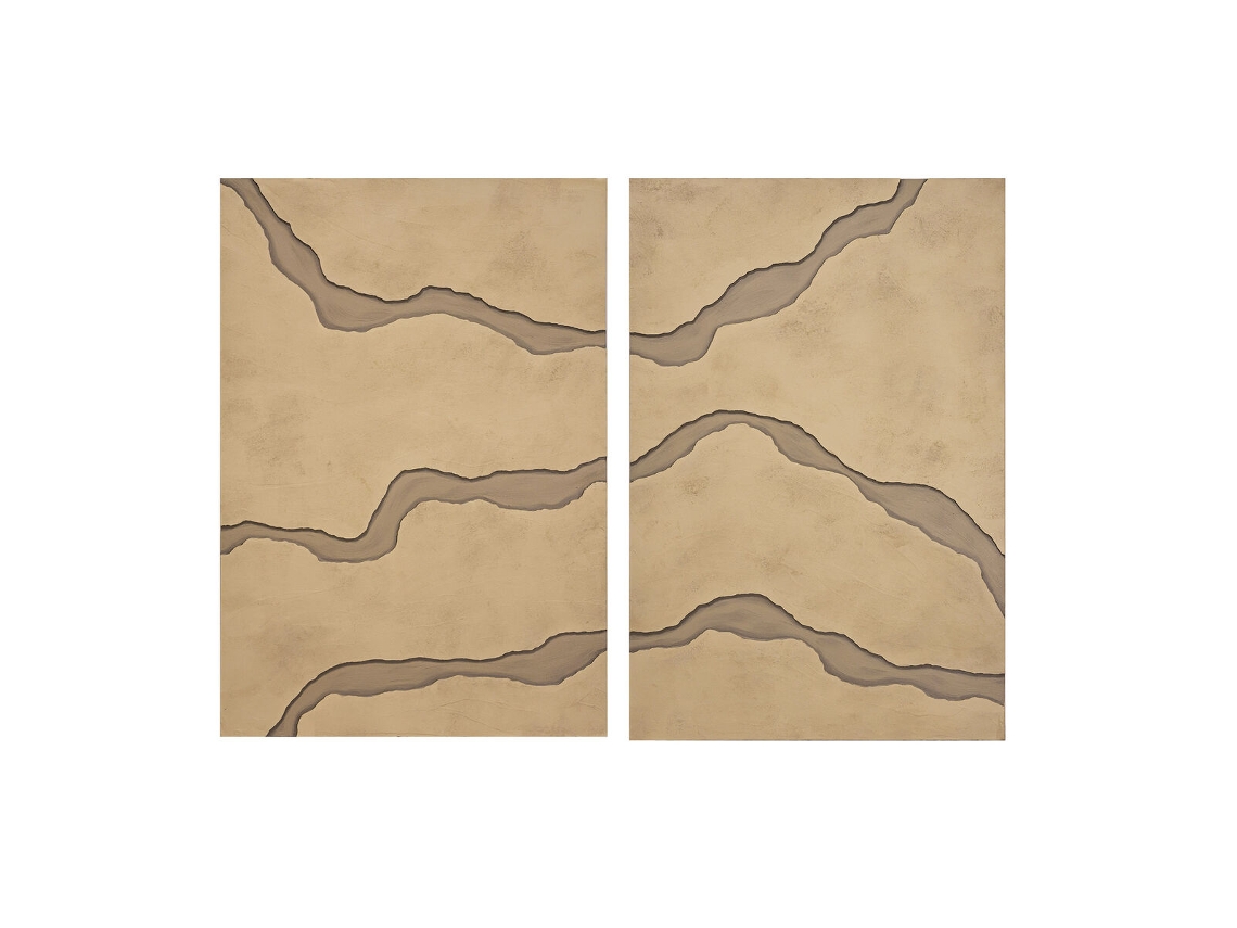 Pintura Home Esprit Bege Moderno 80 X 3,5 X 120 Cm (2 Unidades)
