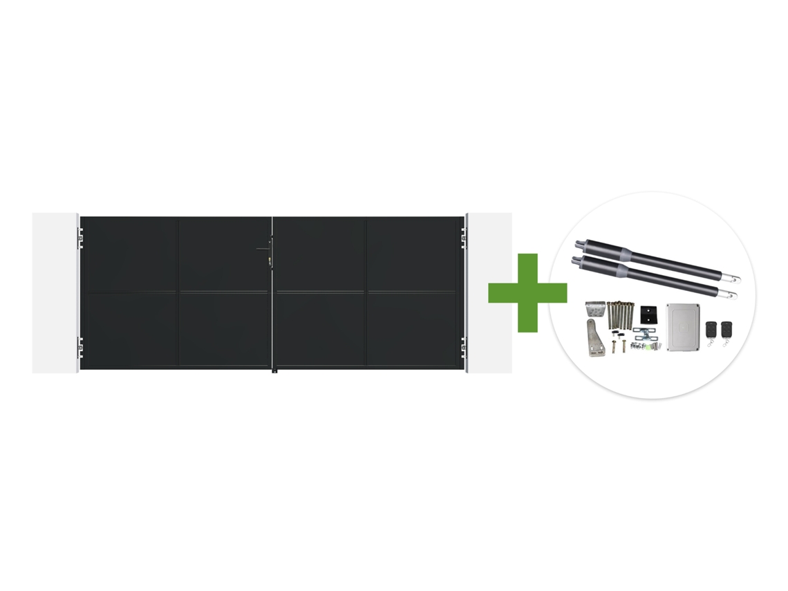 Portão de Aço Basculante Nali 3,5 M Preto Fosco com altura 140 Cm + Motor Ranger B150 CASANOOV