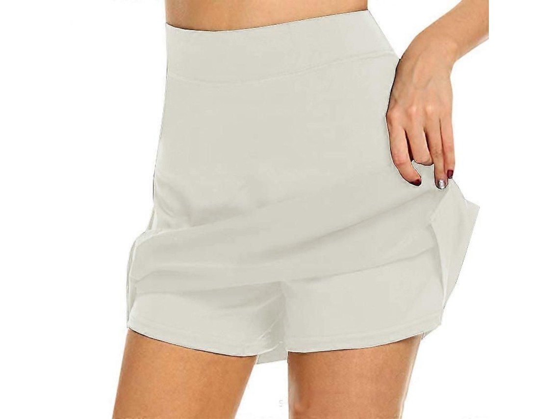 Saia Ativa Anti-atrito Com Bolsos Laterais - Ideal Para Yoga, Aeróbica E Atividades Diárias Creme-branco
