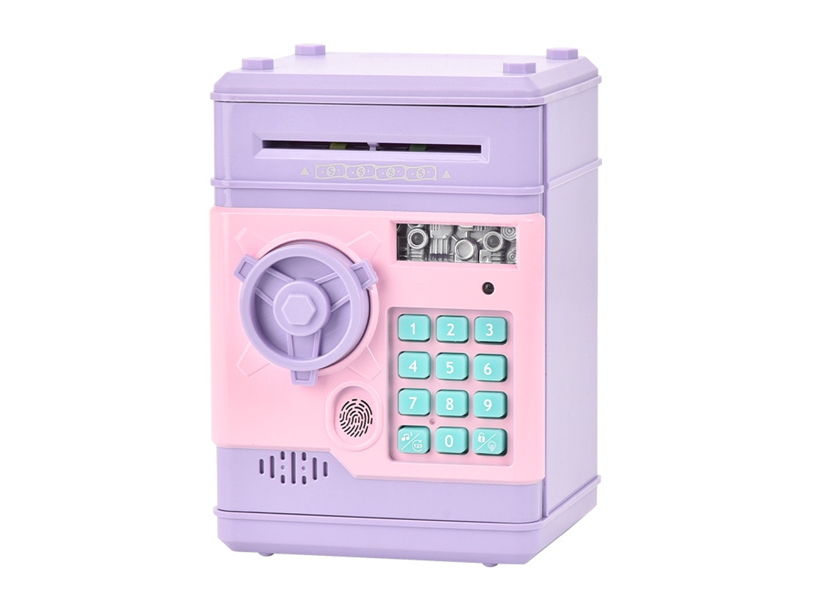 Cofrinho em Forma de Caixa Eletrônico Simulado para Crianças em Inglêsroxo 14*14*20cm CHENNNLS