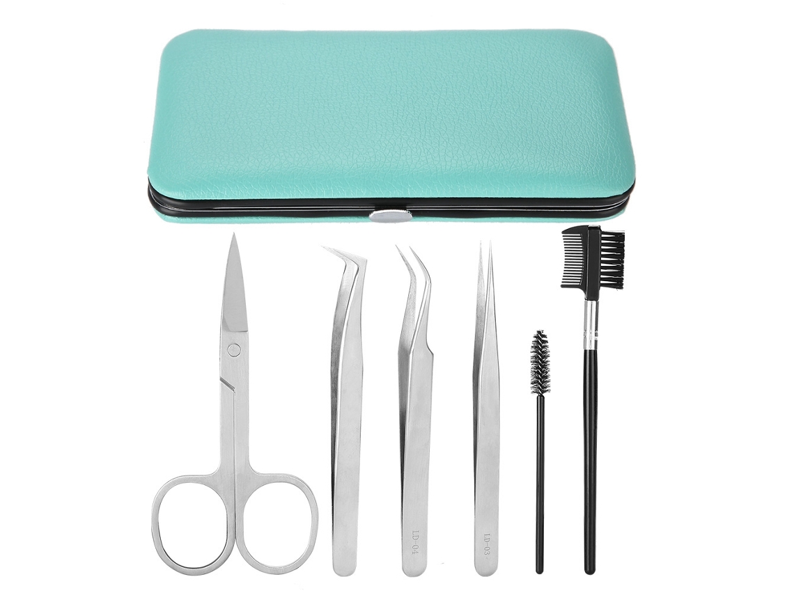 Kit De Ferramentas Profissionais Para Extensão De Cílios Com Pinças Tesouras E Pincéis 6 Peças