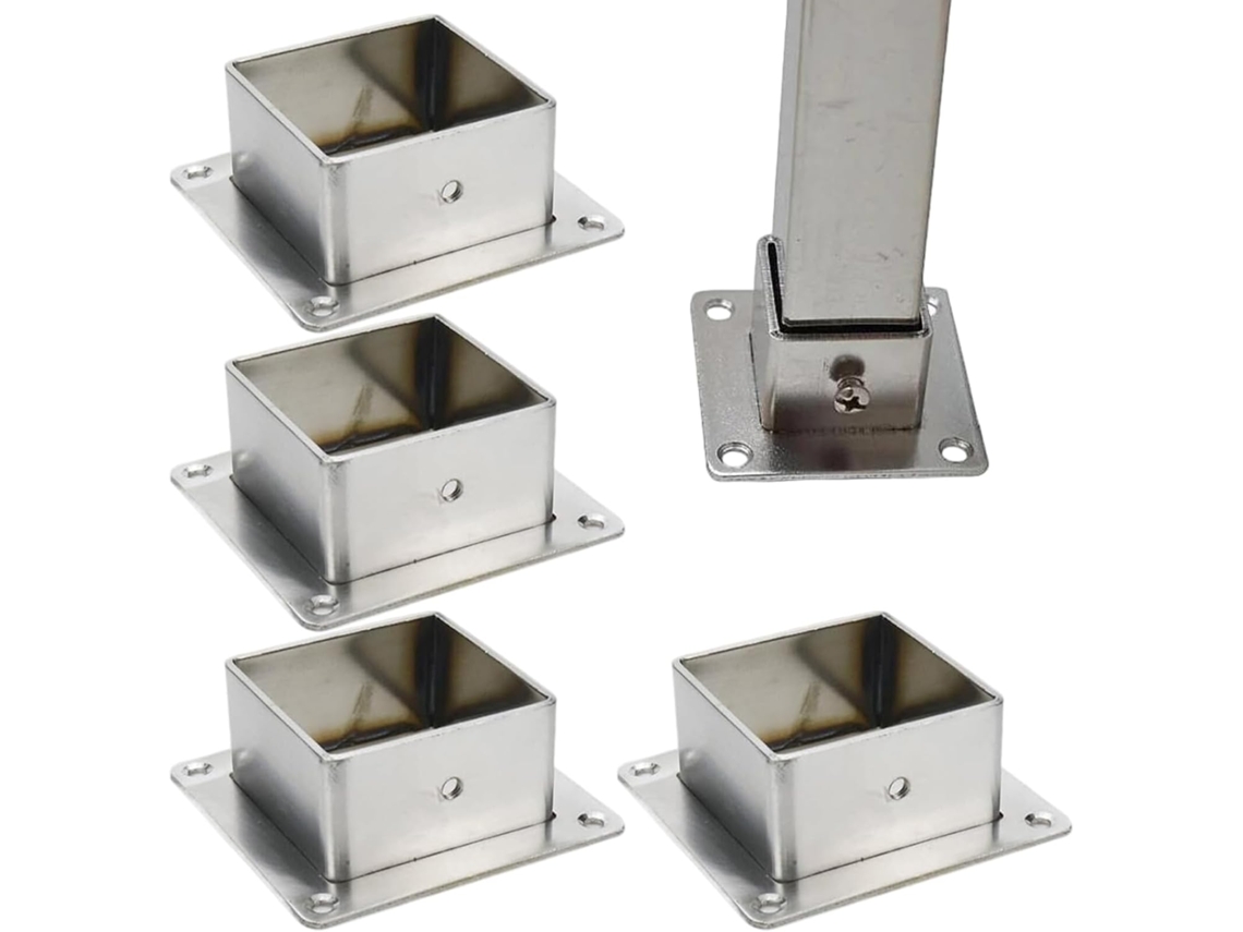 Suportes Para Postes De Cerca, 4x 2x 2 Polegadas, Suportes Quadrados De Aço Inoxidável Reforçado Com Parafusos, Para