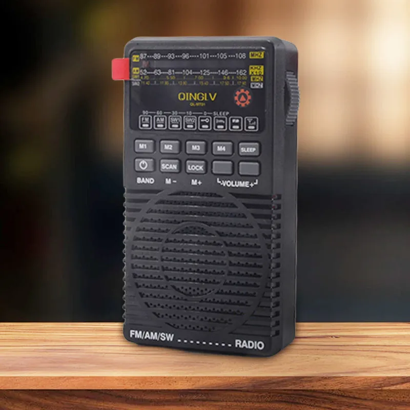 Mini Rádio de Banda Completa com Bateria, Dsp, Fone de Ouvido de 3, 5 Mm e Desligamento Programado MDUG (preto)