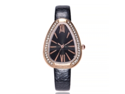 Relógio Feminino Vansvar de Couro Pu com Pedras Strass e Mostrador Personalizado