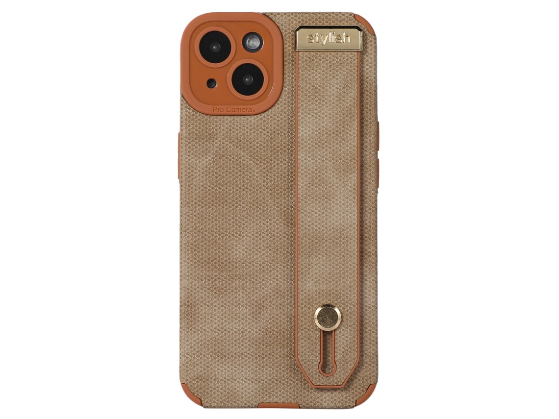 Suporte Casa Para Iphone 14 Plus Pele Sintética Castanho