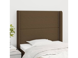Vidaxl Cabeceira Cama C/ Abas Tecido 103x16x118/128 Cm Castanho-escuro
