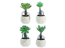 4 Peças de Vaso Diamante com Haste Suculentas Pequenos Ornamentos Criativos Flores Artificiais Plantas Verdes de Simulação RNEMITERY