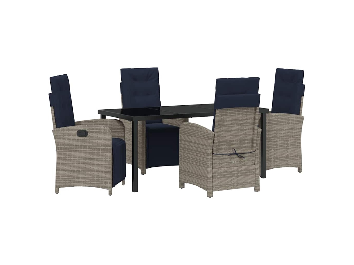 Conjunto 5 De Jantar Para Jardim Vidaxl Cinzento Vime Pe