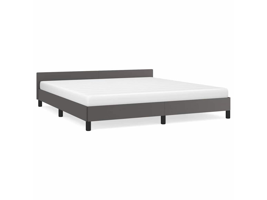 Bed Frame With Headboard, Bed Frames With Headboard Vidaxl Cinzeto Couro Artificial (180 X 200 Cm)