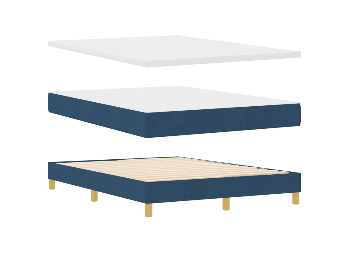 Conjunto 1 Cama Box Vidaxl Azul Tecido (190 X 140 Cm)